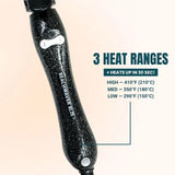 3 Heat ranges: High (410º F), Med (350ºF), and Low (290ºF)