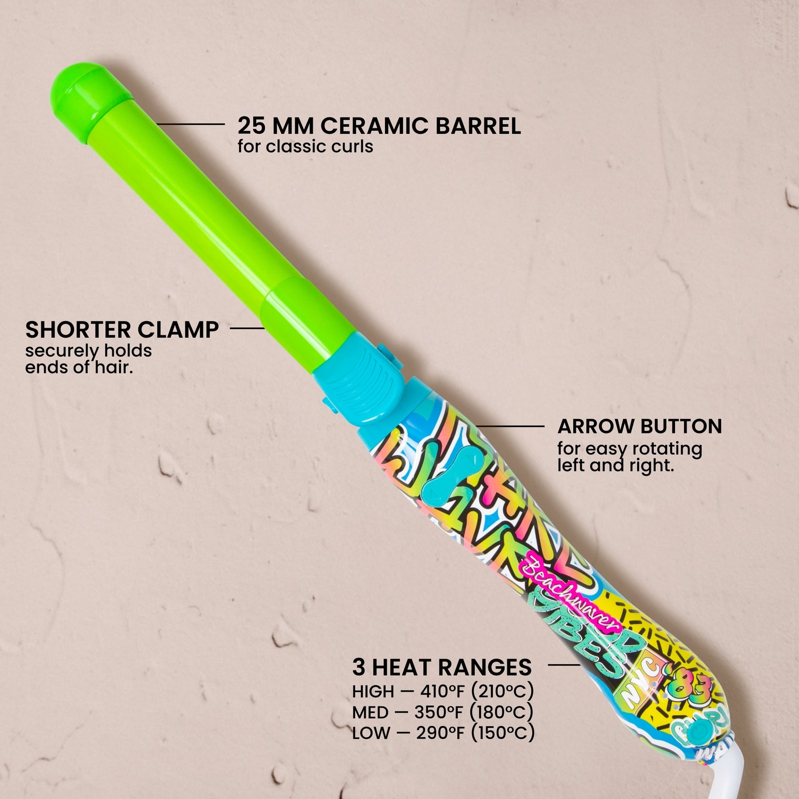 beachwaver bw164 graffiti hair curler Beachwaver B1 Review: Easy-to-Use Rotating Curling Iron | WIRED main image 2