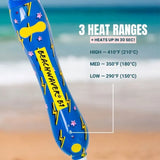 3 Heat ranges: High (410º F), Med (350ºF), and Low (290ºF)
