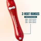 3 Heat ranges: High (410º F), Med (350ºF), and Low (290ºF)
