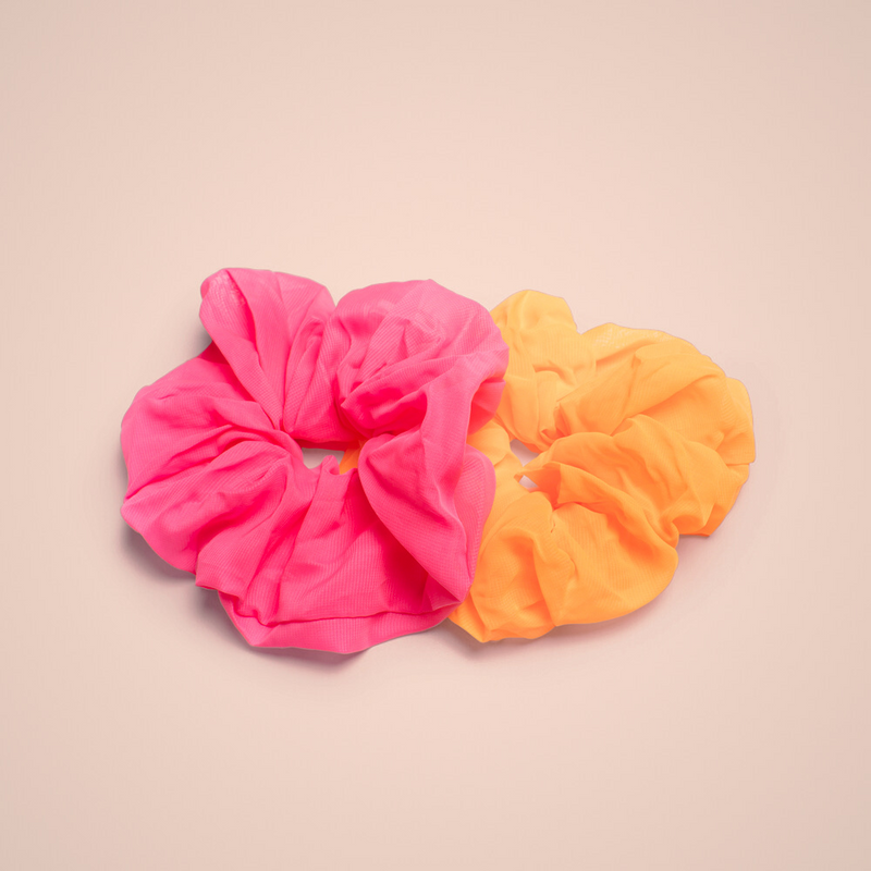 Oversize Scrunchie - Neon Orange / Pink